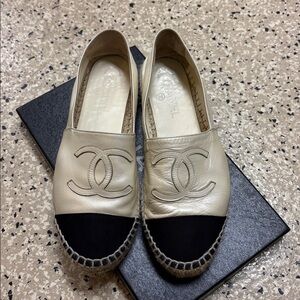 CHANEL Women's Beige and Black Espadrilles